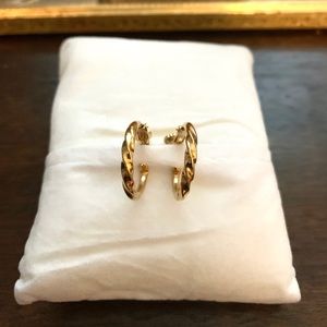 Vintage Napier twisted gold hoop clip on earrings